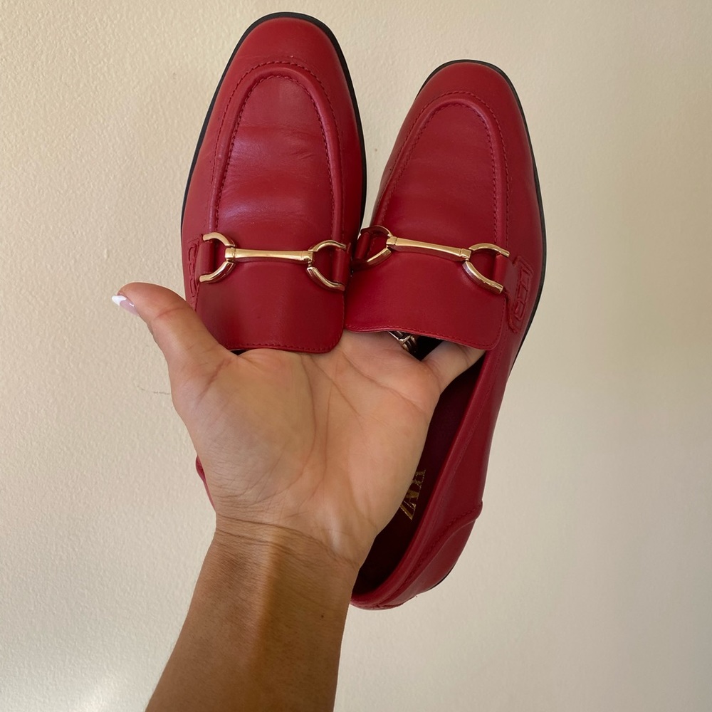Zara Red Loafers